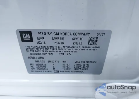 2021 Buick Encore Gx Fwd Select from USA, damaged, VIN KL4MMDSL7MB178612